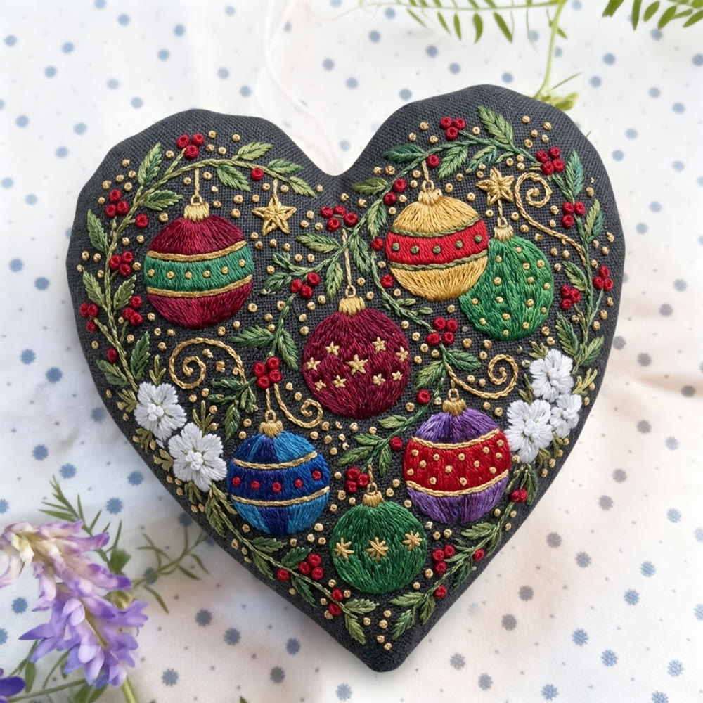 Rubbyoo Herz-Stickset – Fröhliche Weihnachtsglocken | Rustikale Weihnachtsdeko im Landhausstil | Handgefertigter Weihnachtsbaumschmuck - image 5