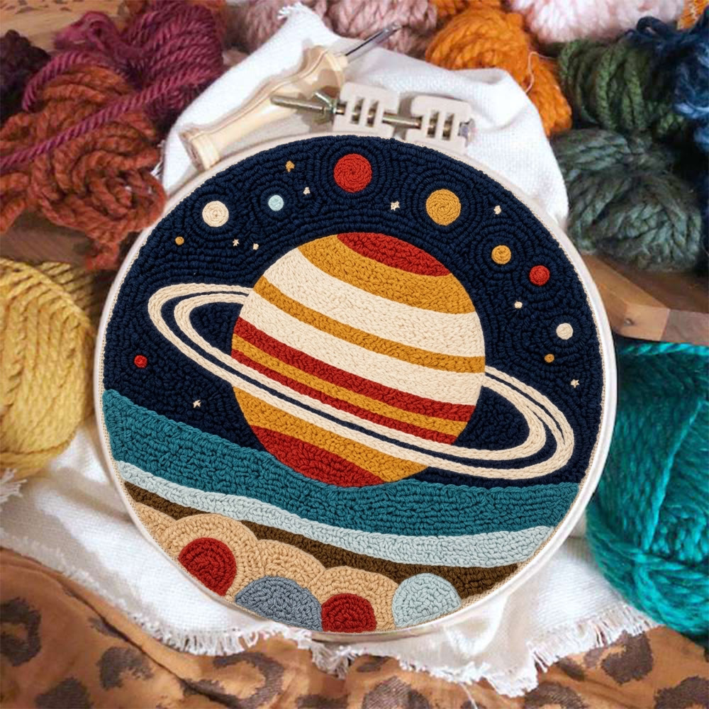 Sternenklare Kosmische Nacht Punch Needle Set – DIY-Zimmerdeko im Planeten-Design | Besonderes Geschenk für Astronomie-Fans - image 3