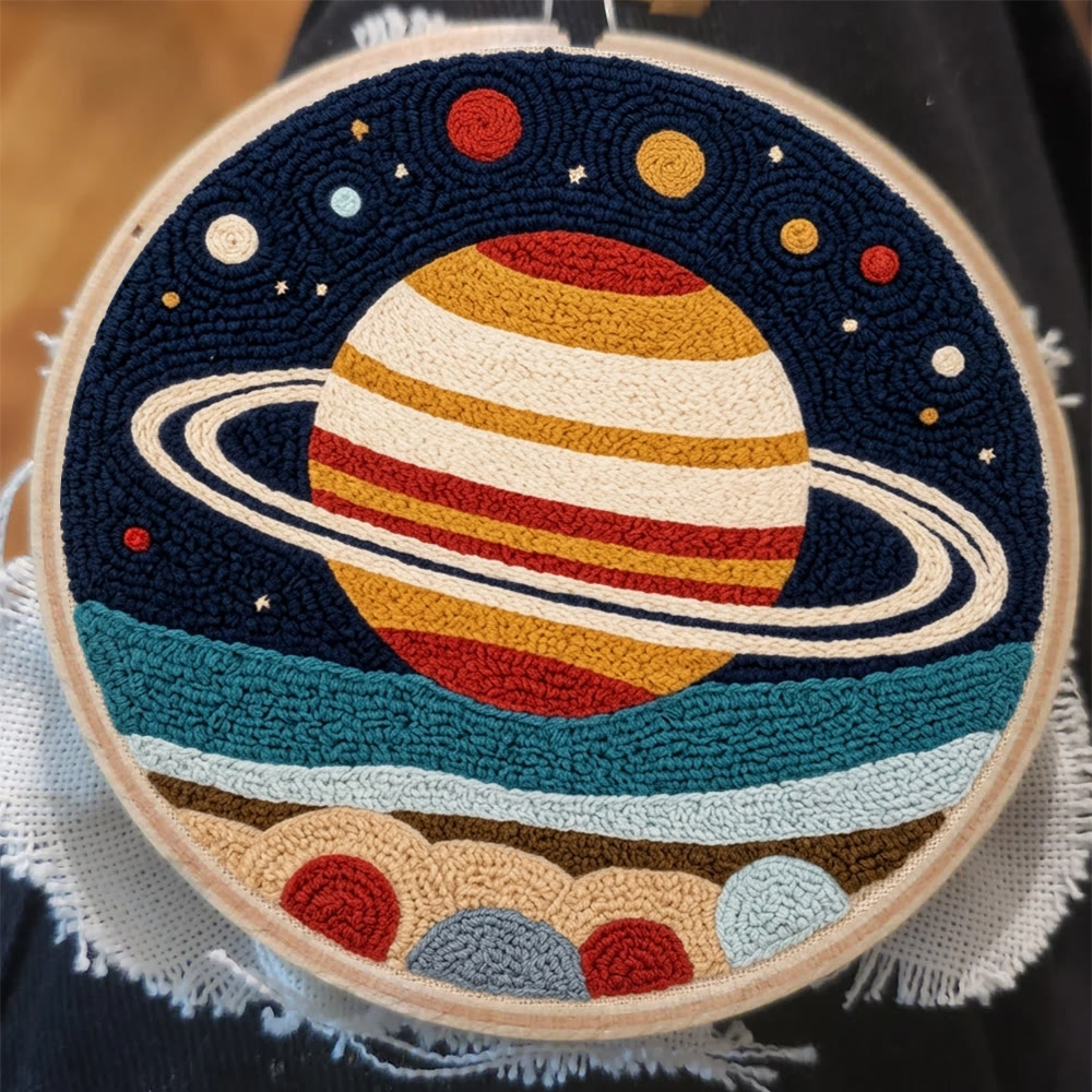 Sternenklare Kosmische Nacht Punch Needle Set – DIY-Zimmerdeko im Planeten-Design | Besonderes Geschenk für Astronomie-Fans - image 2