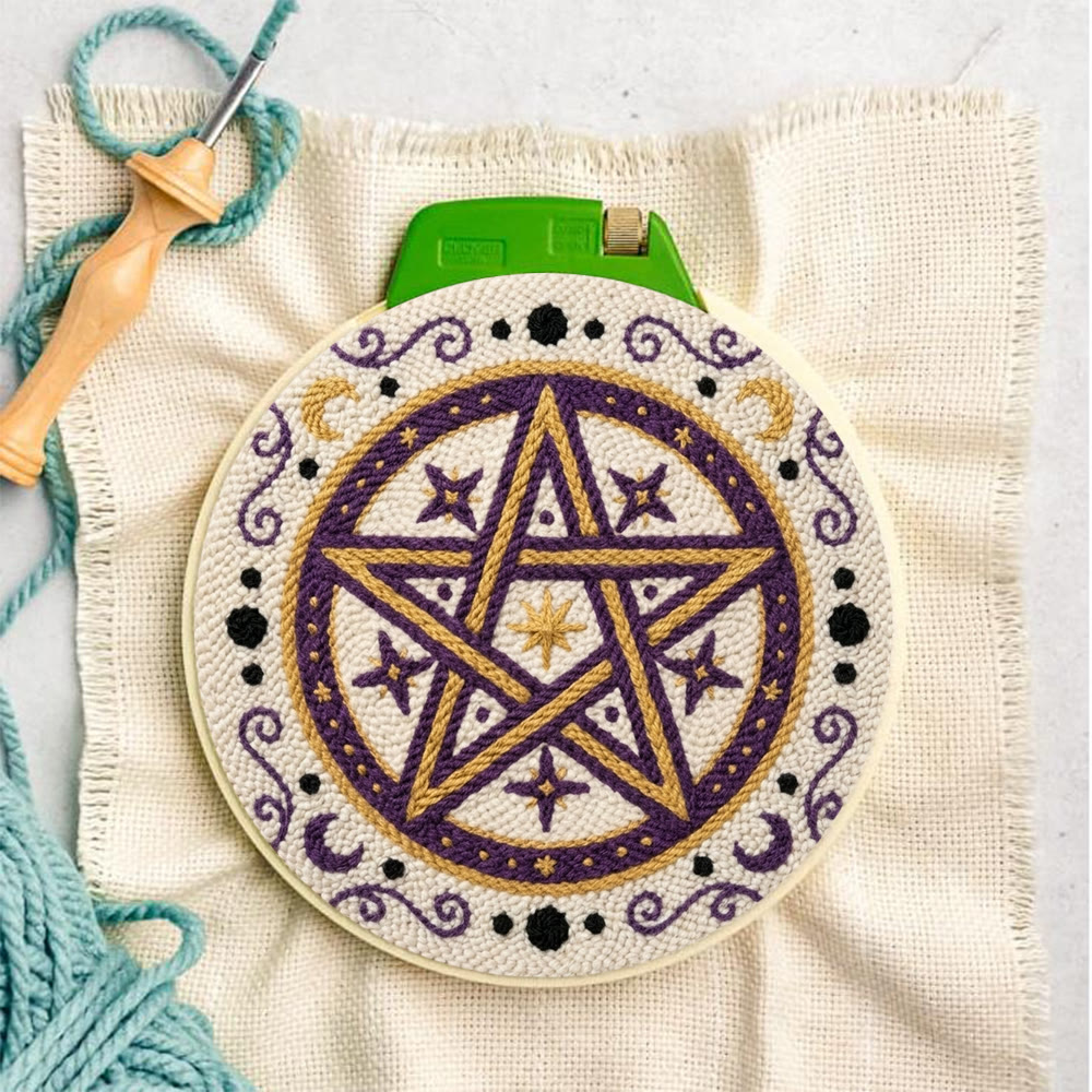 Mystisches Pentagramm-Punch-Needle-Set – Handgefertigtes himmlisches Bastelset | Einzigartiges Astrologie-Motiv - image 7