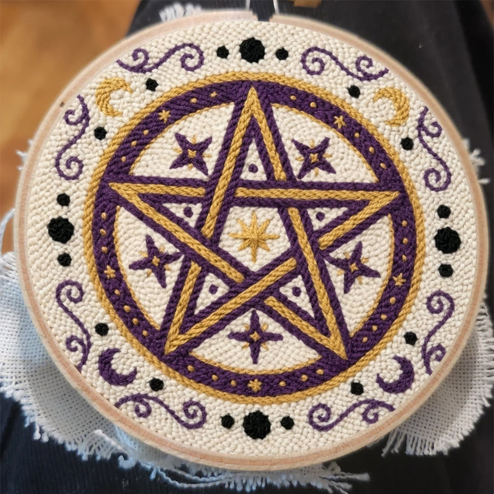 Mystisches Pentagramm-Punch-Needle-Set – Handgefertigtes himmlisches Bastelset | Einzigartiges Astrologie-Motiv - image 2