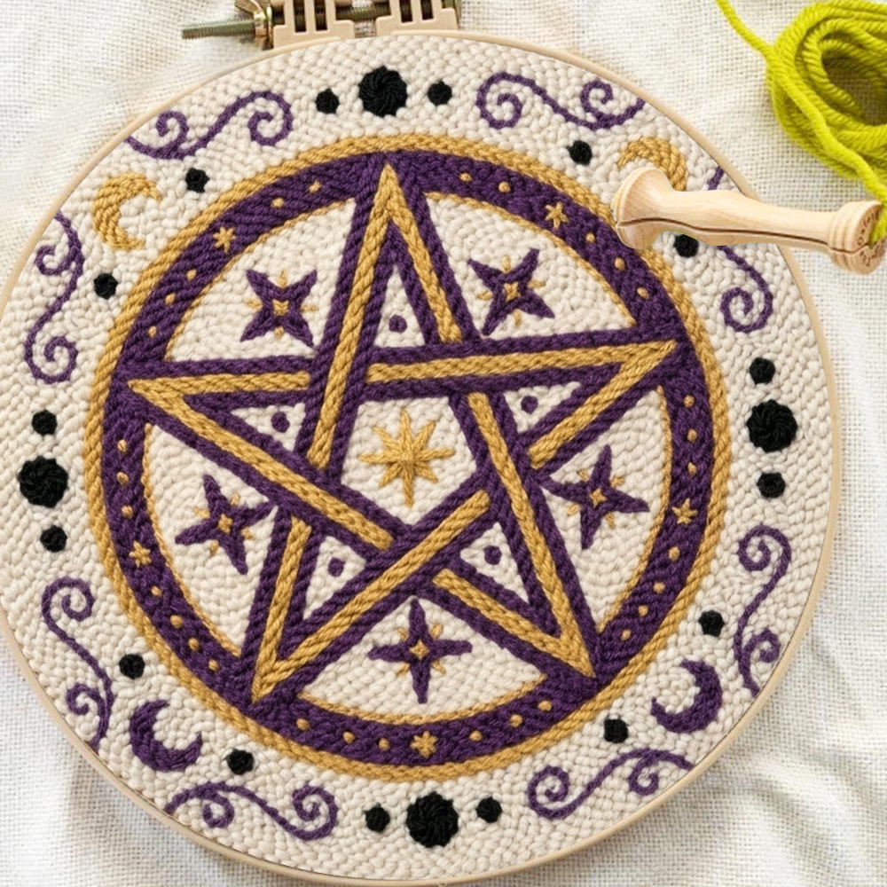 Mystisches Pentagramm-Punch-Needle-Set – Handgefertigtes himmlisches Bastelset | Einzigartiges Astrologie-Motiv - image 4