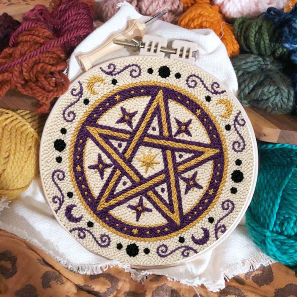 Mystisches Pentagramm-Punch-Needle-Set – Handgefertigtes himmlisches Bastelset | Einzigartiges Astrologie-Motiv - image 3