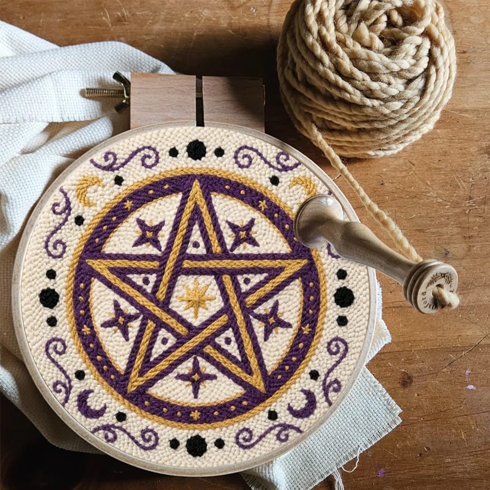 Mystisches Pentagramm-Punch-Needle-Set – Handgefertigtes himmlisches Bastelset | Einzigartiges Astrologie-Motiv - image 5
