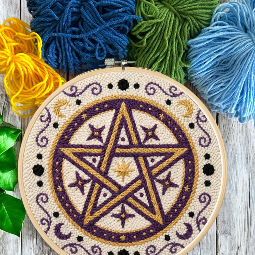 Mystisches Pentagramm-Punch-Needle-Set – Handgefertigtes himmlisches Bastelset | Einzigartiges Astrologie-Motiv - image 8