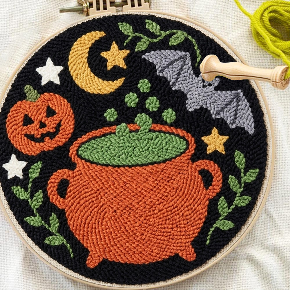 Hexenhaftes Halloween-Punch-Needle-Set – Gruselig-süßes Bastelset | Gruseliger Weihnachtsschmuck - image 2