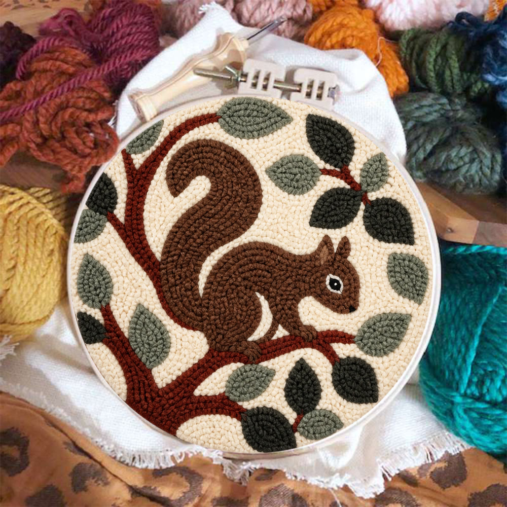 Eichhörnchen-Punch-Needle-Set – Handgenähtes, getuftetes neues Hobby | Wunderschönes Geschenk mit Tiermotiven für Kinder - image 5