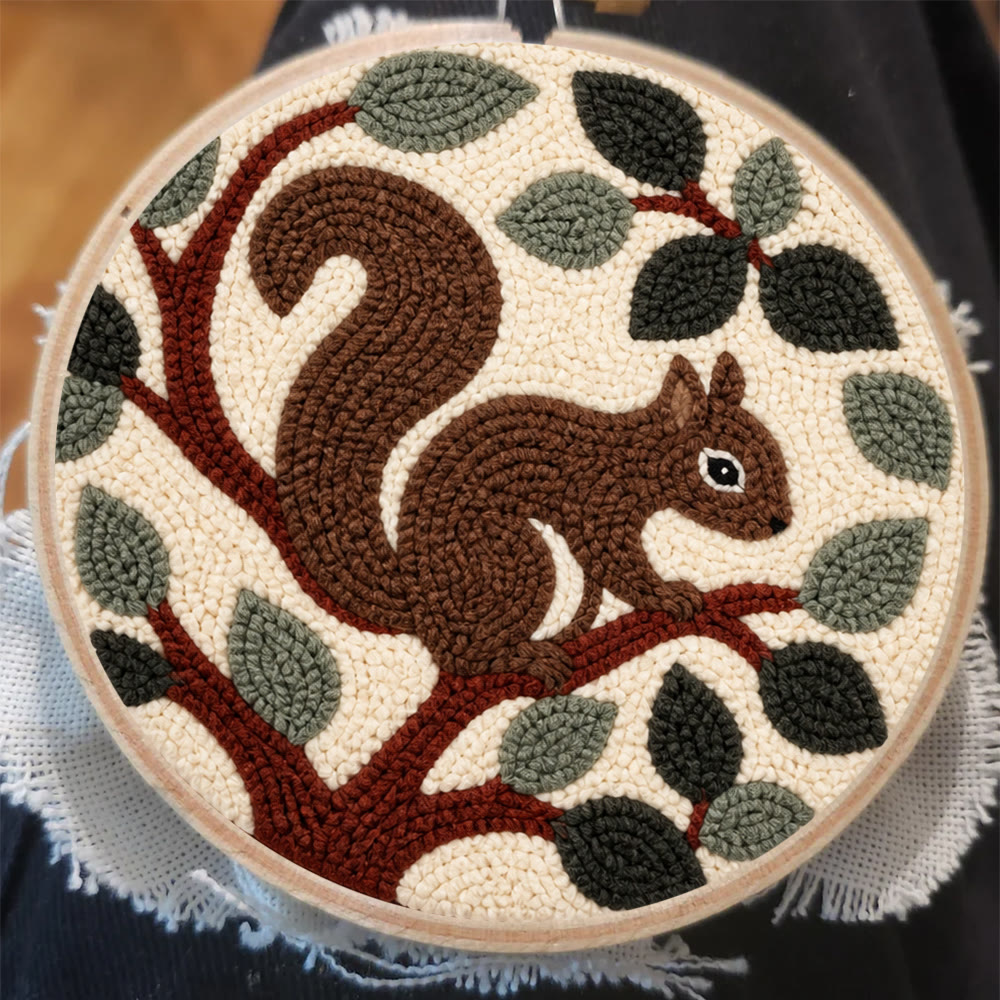 Eichhörnchen-Punch-Needle-Set – Handgenähtes, getuftetes neues Hobby | Wunderschönes Geschenk mit Tiermotiven für Kinder - image 4