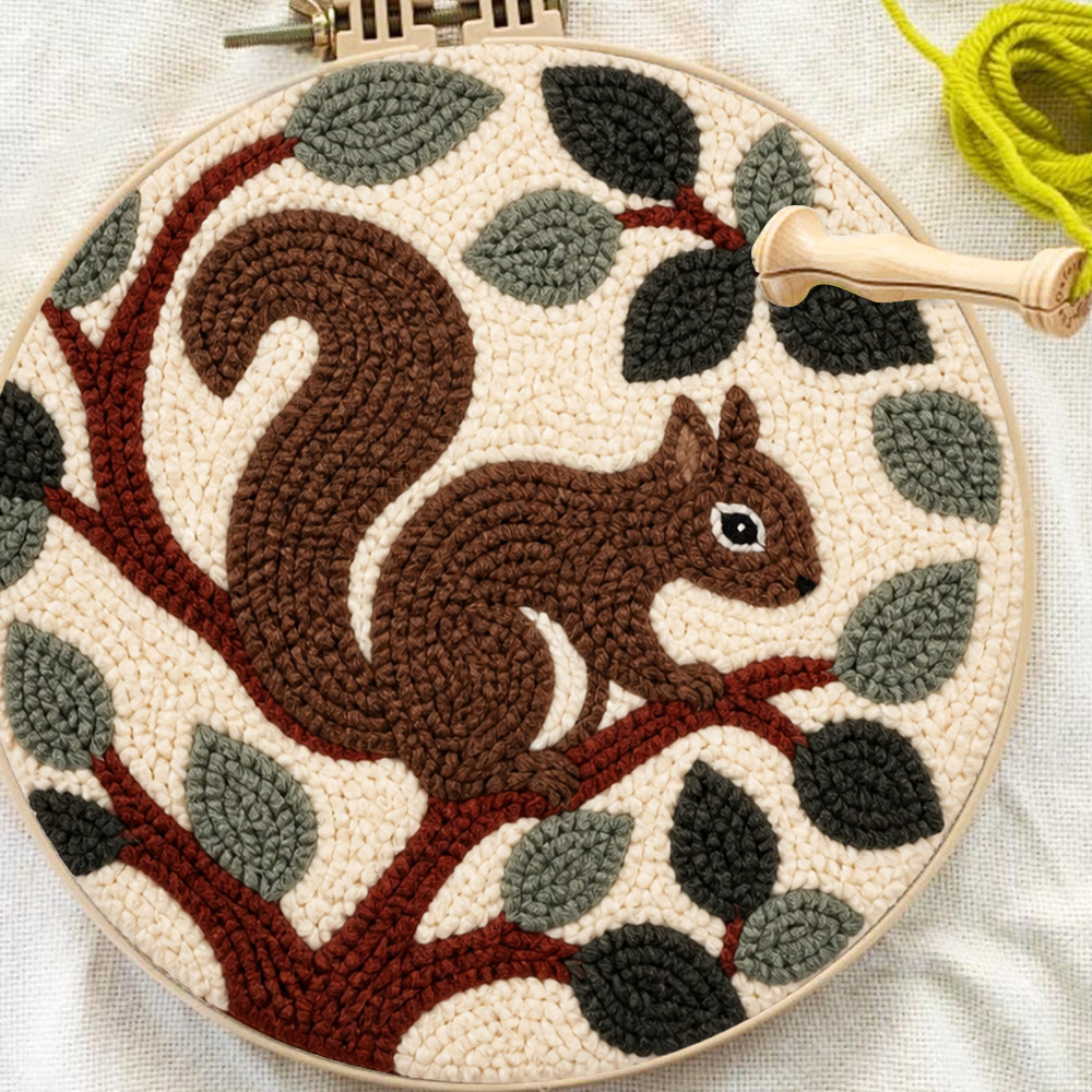 Eichhörnchen-Punch-Needle-Set – Handgenähtes, getuftetes neues Hobby | Wunderschönes Geschenk mit Tiermotiven für Kinder - image 3