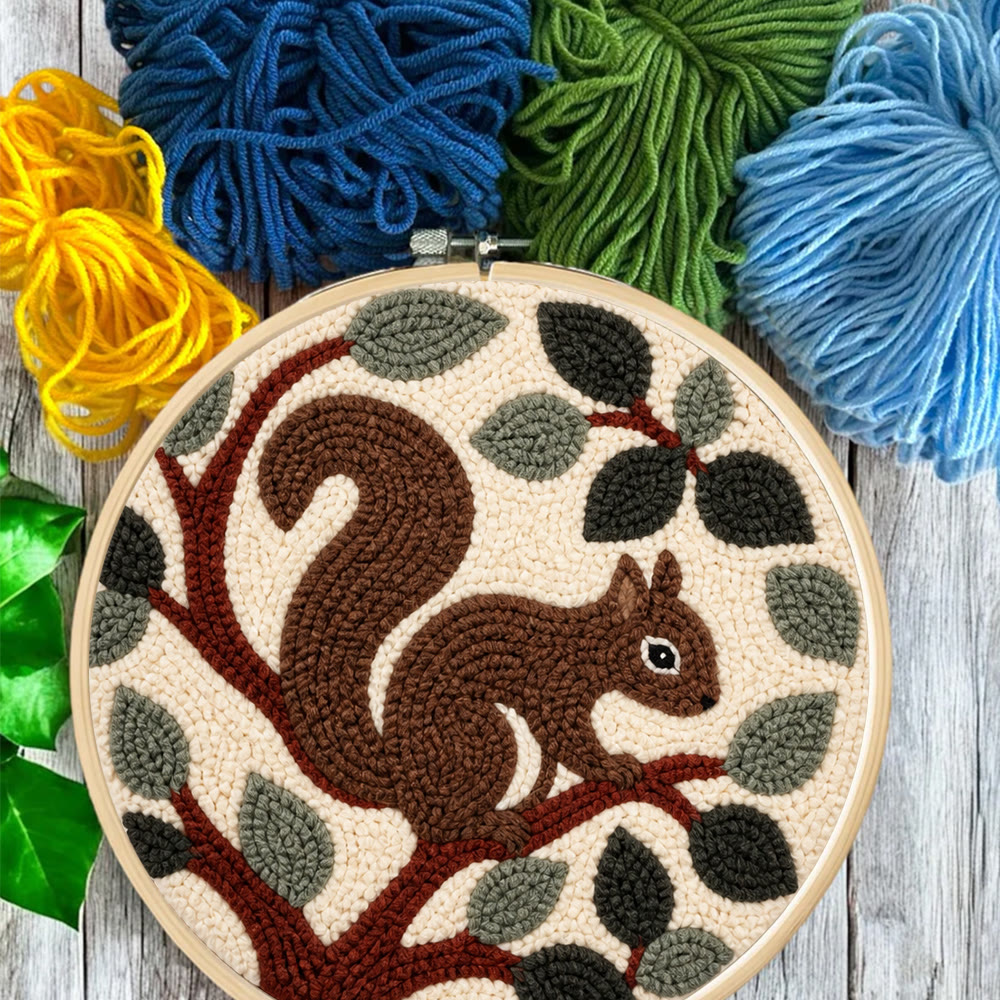 Eichhörnchen-Punch-Needle-Set – Handgenähtes, getuftetes neues Hobby | Wunderschönes Geschenk mit Tiermotiven für Kinder - image 7