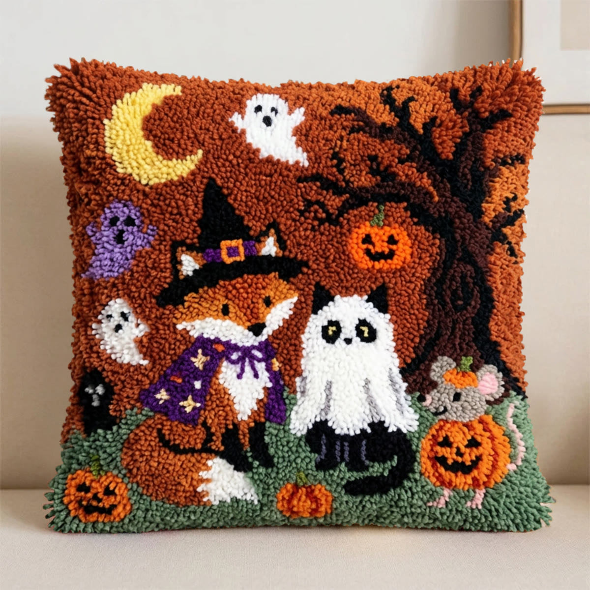 Rubbyoo Knüpfkissen-Set – Mondschein-Kostümparty | Schöne Halloween-Walddeko | Ein liebevolles Einzugsgeschenk - image 5