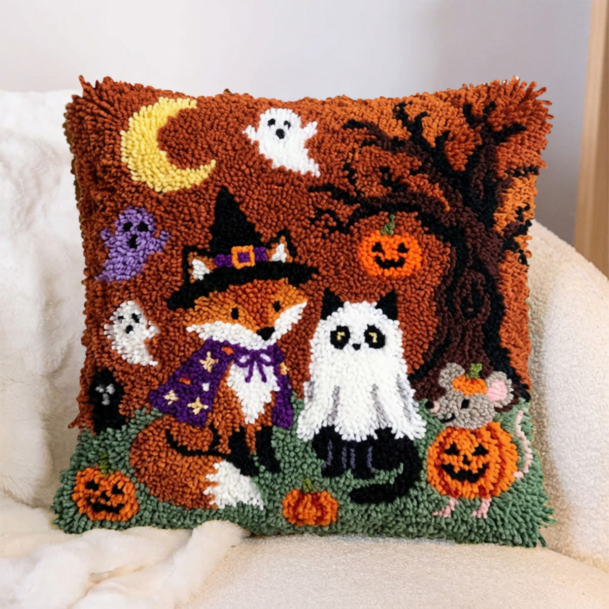 Rubbyoo Knüpfkissen-Set – Mondschein-Kostümparty | Schöne Halloween-Walddeko | Ein liebevolles Einzugsgeschenk - image 3