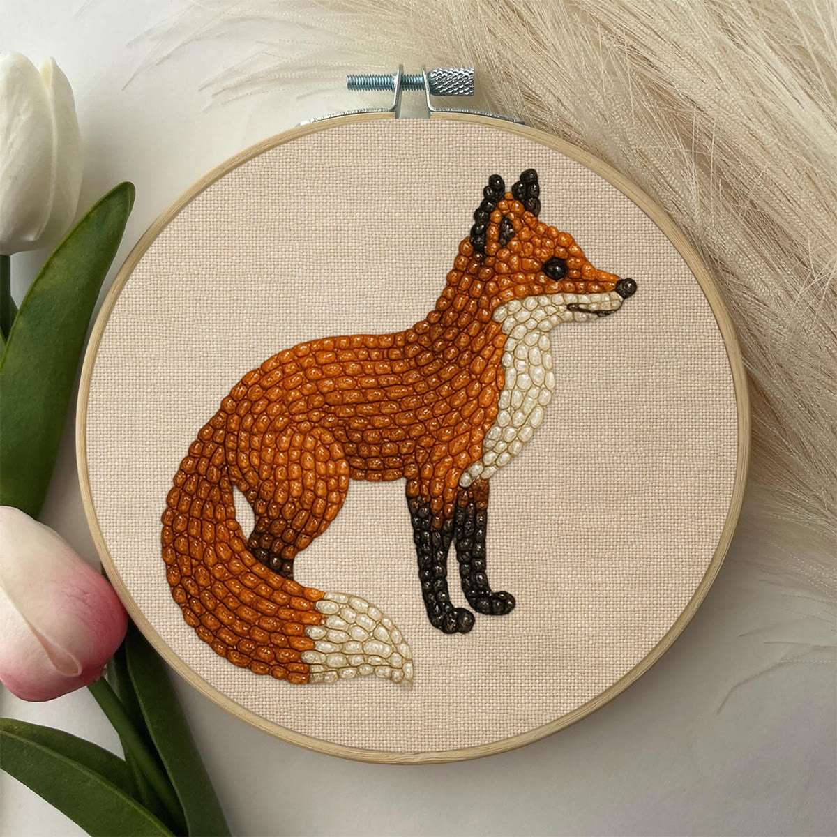 Rubbyoo Perlenstickerei-Set – Stehender Fuchs | DIY-Kunstwerk | Einfaches Tierhandwerk für Erwachsene - image 8