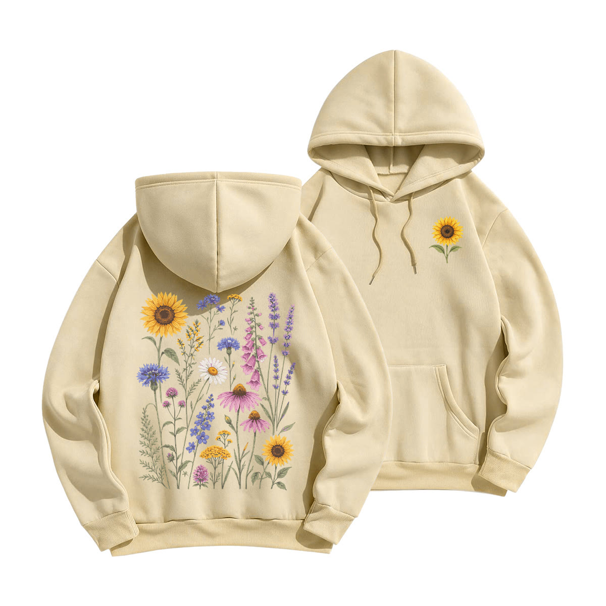 Rubbyoo Unisex-Hoodie „Sonnenblumengarten“ für Blumenliebhaber - Leichter Kaffee - 2XL - image 17