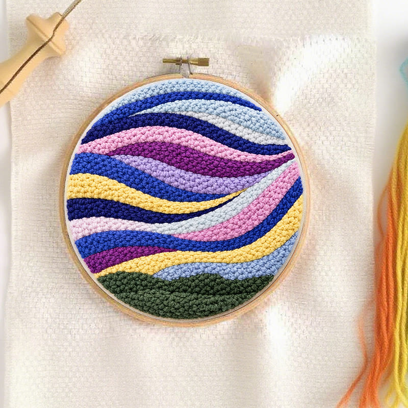 Regenbogenwellen-Punch-Needle-Set – Bastelset für Anfänger | Lebendiges Deko-Element für Zuhause - image 3