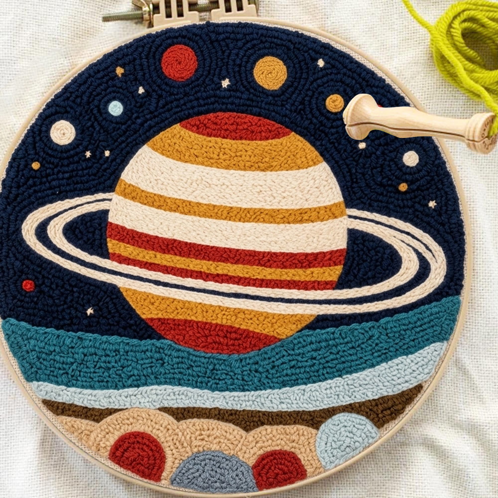 Sternenklare Kosmische Nacht Punch Needle Set – DIY-Zimmerdeko im Planeten-Design | Besonderes Geschenk für Astronomie-Fans - image 8