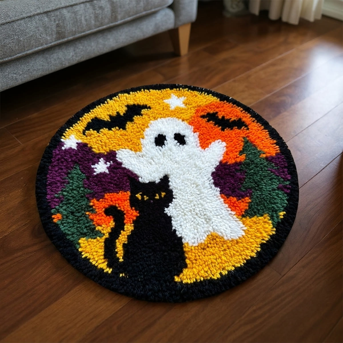 Rubbyoo Knüpfteppich-Set – Halloween-Geisterparty | Niedliche Gothic-Fußmatte für Freunde | DIY-Deko für Zuhause - image 8