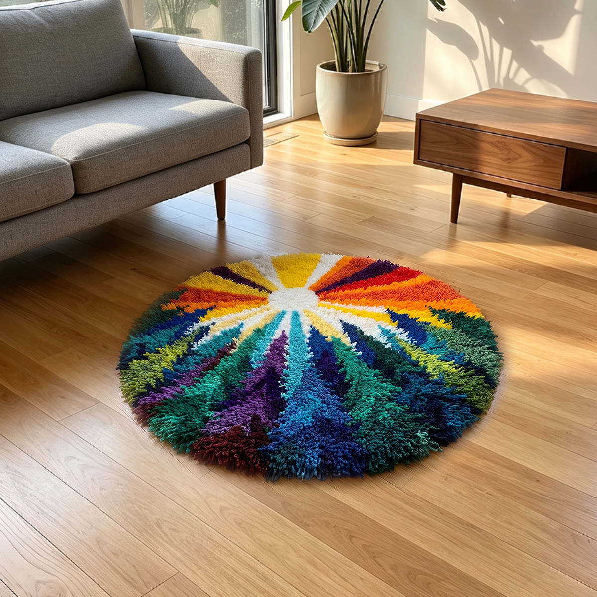Rubbyoo Knüpfteppich-Set – Lebendiger Regenbogenwald | Moderner Tufting-Teppich | Abstrakte Farbgestaltung für Ihr Zuhause - image 8
