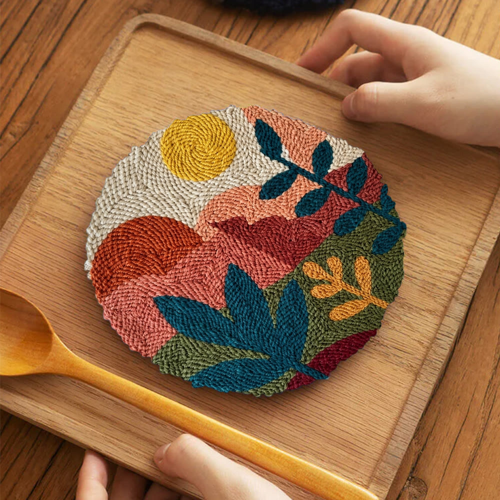 Peaceful Dawn Punch Needle Kit - Unique Handmade Needlepoint | Perfect Wall Decor - 5 inch Coaster Kit - image 9