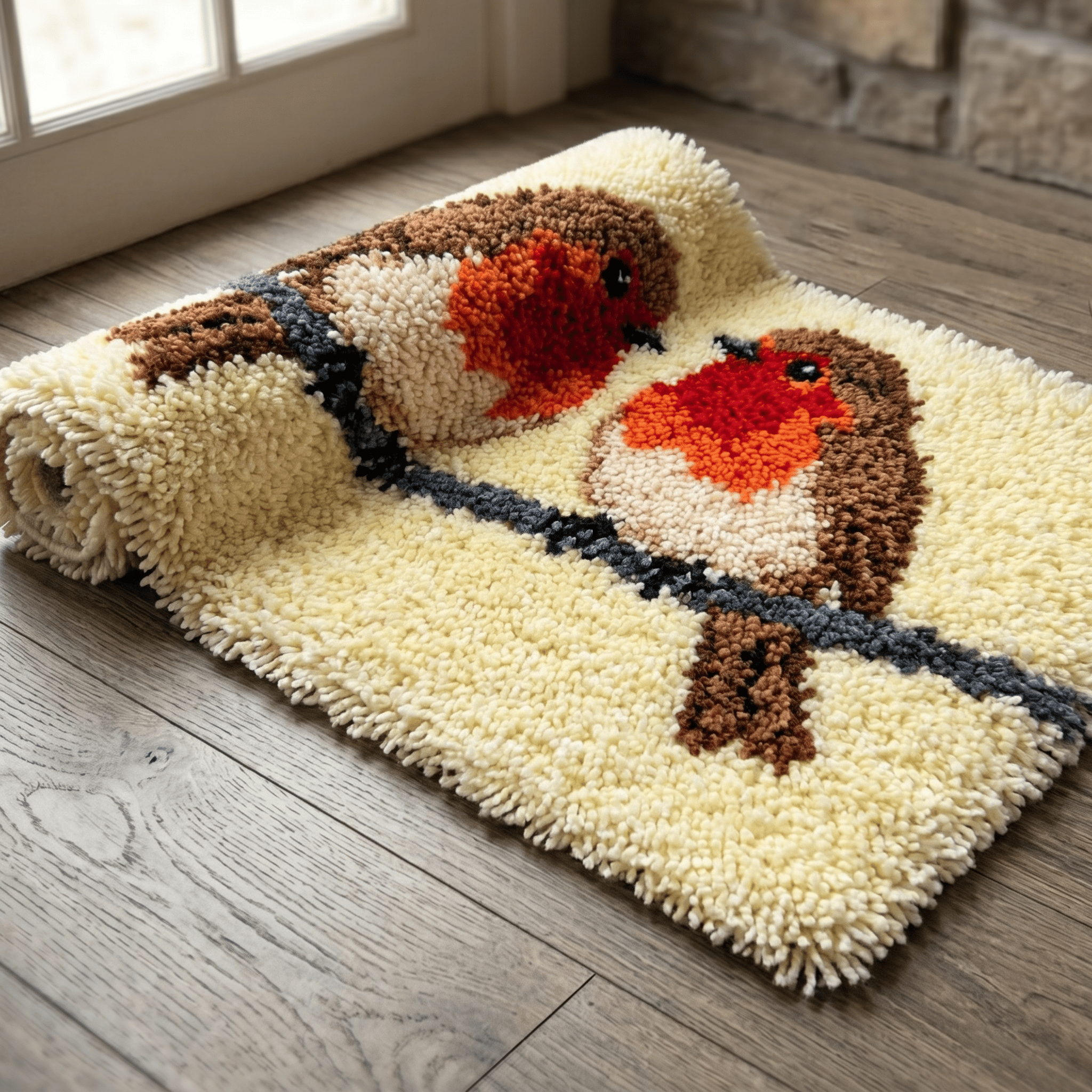Rubbyoo Knüpfteppich-Set – Finkenpaar | Einzigartiges Einzugsgeschenk | Wohnzimmerdekoration - image 7