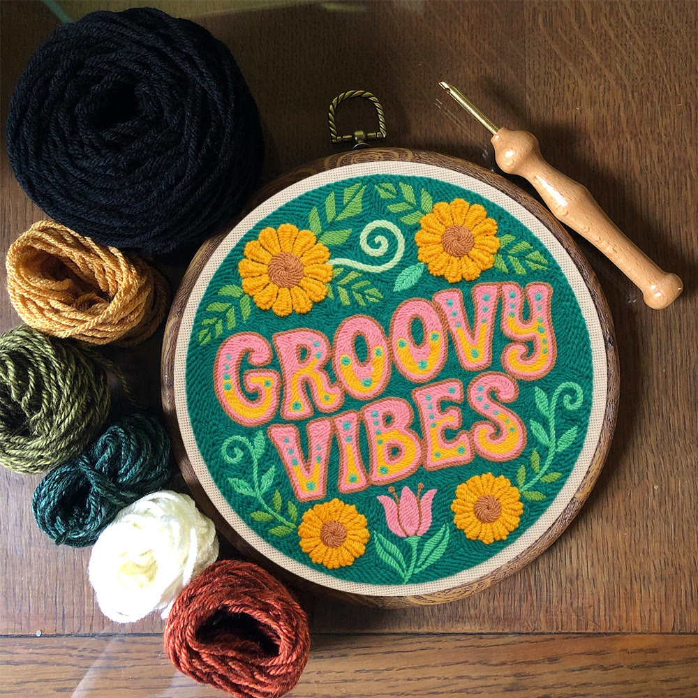 Groovy Vibes Punch Needle Set – Stilvolles florales Wandornament | Rustikale, farbenfrohe Handarbeit - image 8