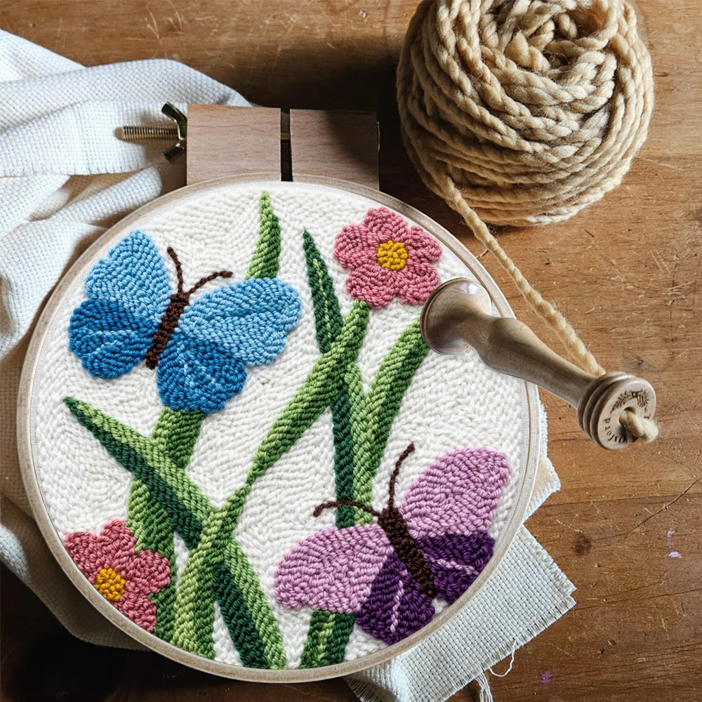 Frühlings-Schmetterlings-Punch-Needle-Set – Kreative Stickkunst | Liebevolles, handgemachtes Geschenk - image 10