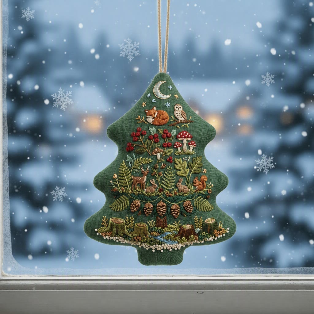 Rubbyoo Stickset in Baumform – Fantasiewald im Mondschein | Weihnachtliches Bastelgeschenk für Naturliebhaber | Winterliche Waldtier-Dekoration - image 4