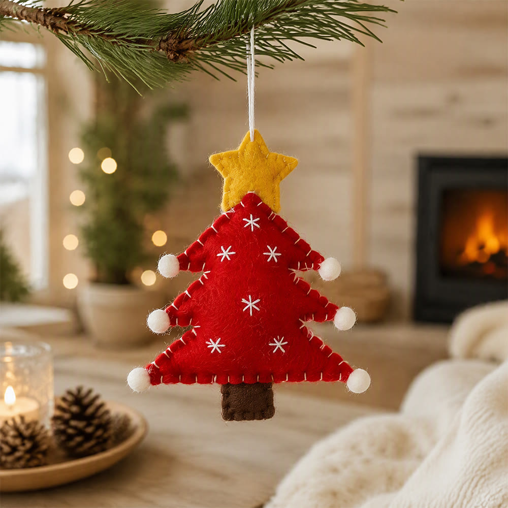 Rubbyoo Weihnachtsbaumschmuck – DIY-Ornament aus Stofffilz | Gemütliche Weihnachtsdekoration für Zuhause - Roter Baum - image 7