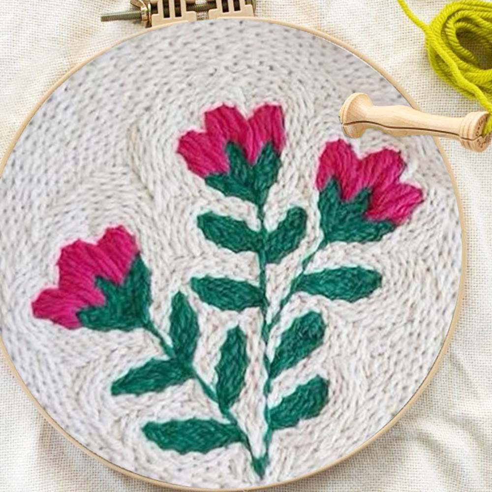 Punch-Needle-Set mit rosa Blumen – Handarbeit für Anfänger | DIY-Wanddeko - image 5