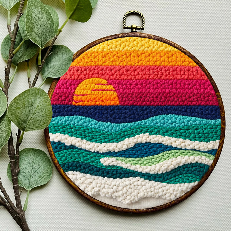 Punch Needle Set „Sonnenuntergangs-Ozeanwellen“ – Künstlerisches DIY-Erlebnis | Lebendiger Küsten-Akzent für Ihr Zuhause - image 7