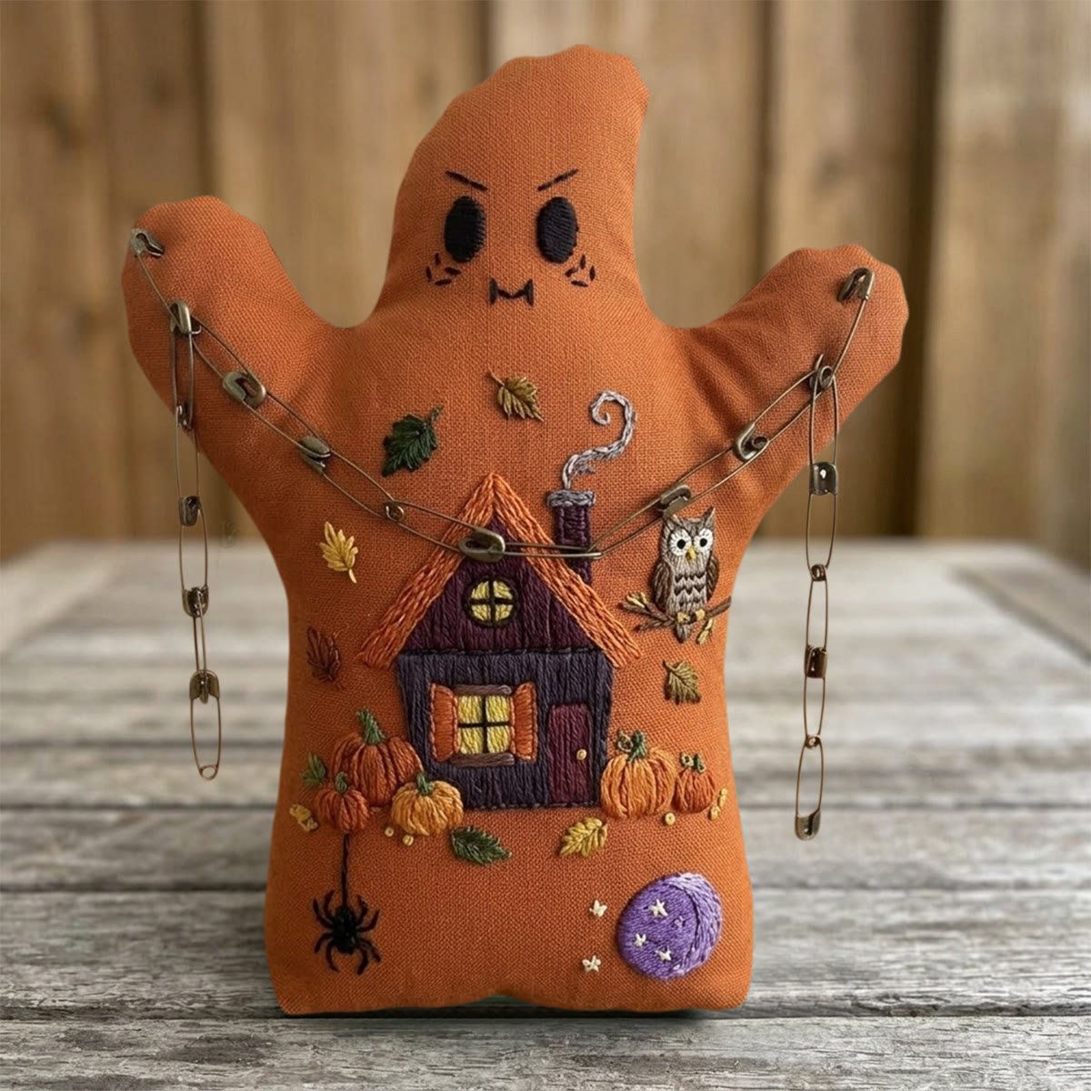 Rubbyoo Geister-Stickset – Gemütliches Halloween-Cottage | Herbstliche Deko-Idee | Rustikale handgefertigte Stickrahmen-Kunst - image 4