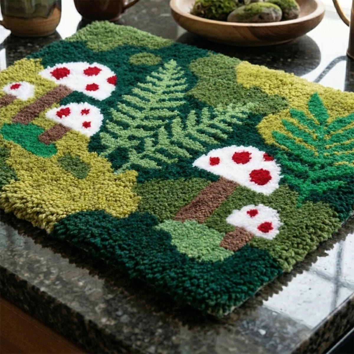 Rubbyoo Knüpfteppich-Set – Vintage-Pilz | Handgefertigter moderner Teppich | Weiches Plüsch-Bastelset - image 7