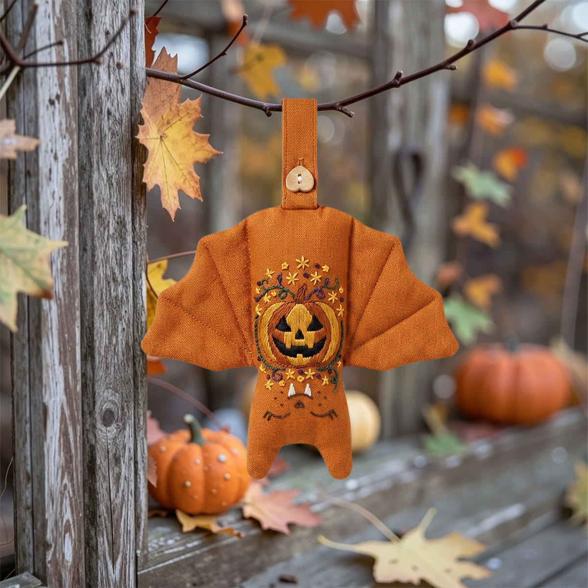 Rubbyoo Fledermaus-Stickset – Gruseliger Kürbis | Halloween-Kürbis-Bastelidee für Anfänger | Gruselig-süße Wanddeko - image 3