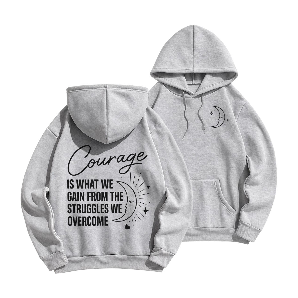 Rubbyoo Unisex-Hoodie „Mut ist, was wir aus den Kämpfen gewinnen“ - Grau - 2XL - image 23