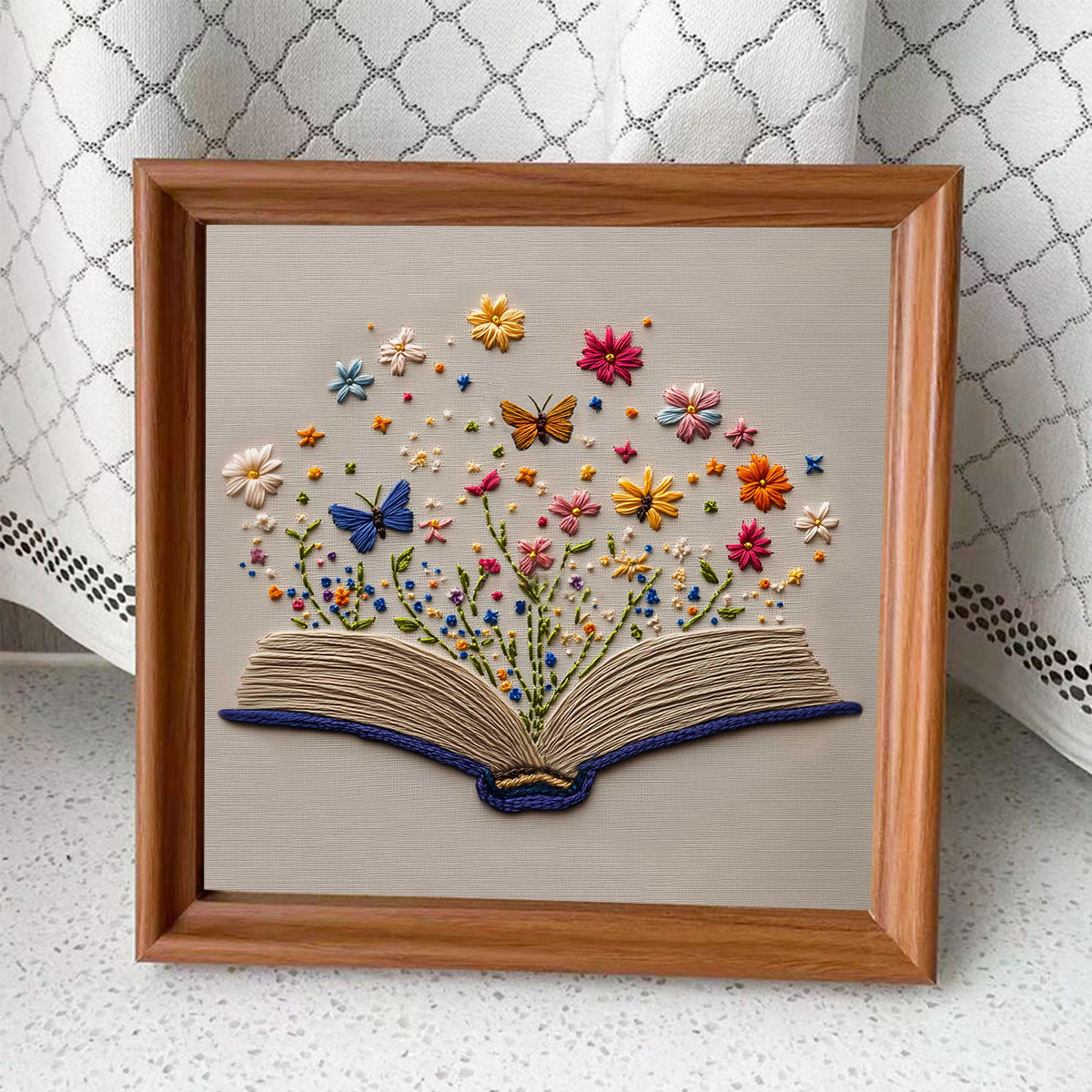 Rubbyoo Stickset – Schmetterlinge mit blühendem Buch | Stichset für Anfänger - 15*15cm - Stickset plus zusätzlicher Rahmen - image 10