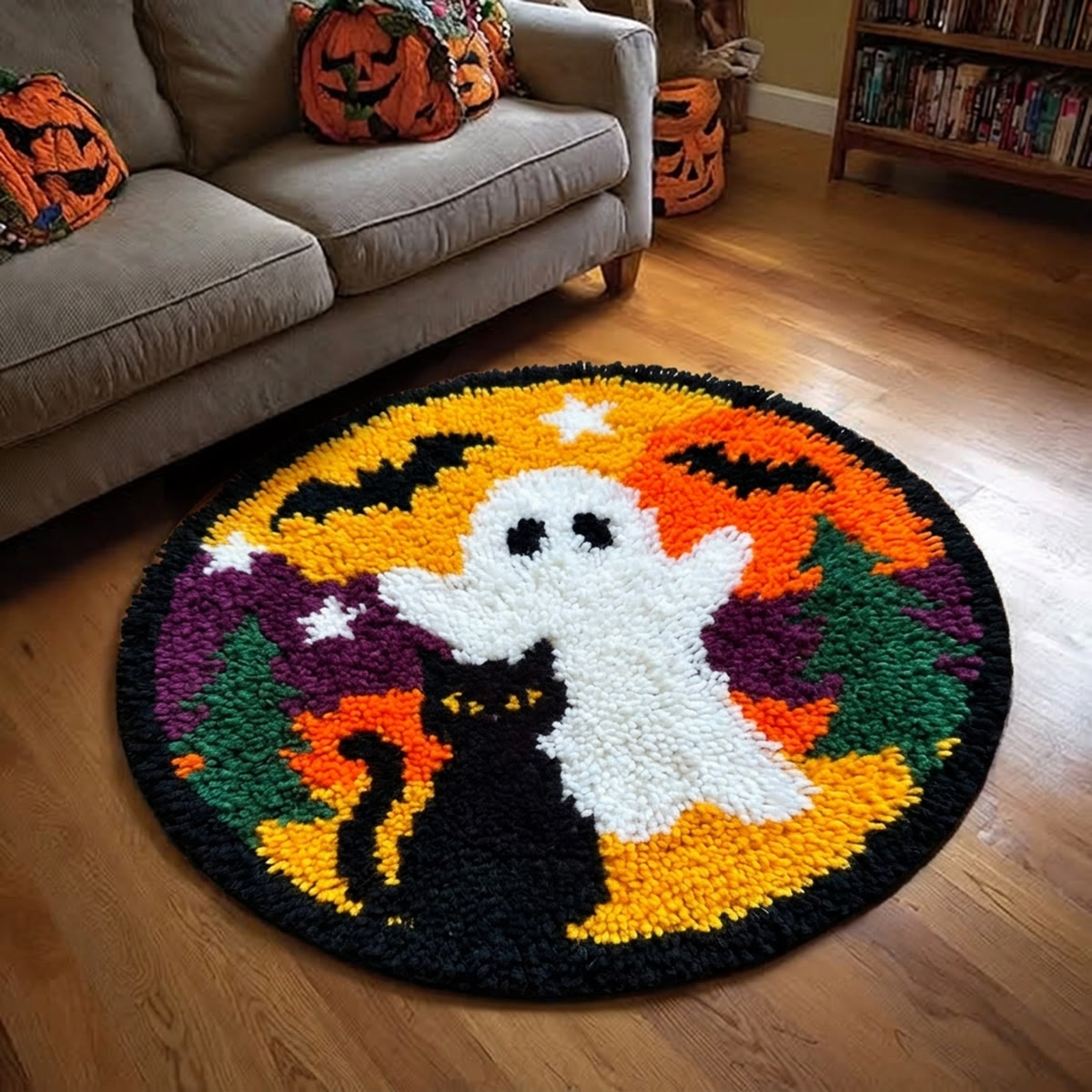 Rubbyoo Knüpfteppich-Set – Halloween-Geisterparty | Niedliche Gothic-Fußmatte für Freunde | DIY-Deko für Zuhause - image 7