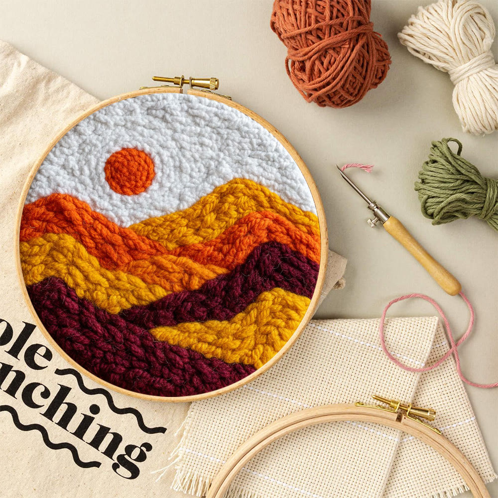 Punch-Needle-Set „Bergsonnenuntergang“ – DIY-Landschaftskunst | Perfekt für die Heimdekoration - image 10