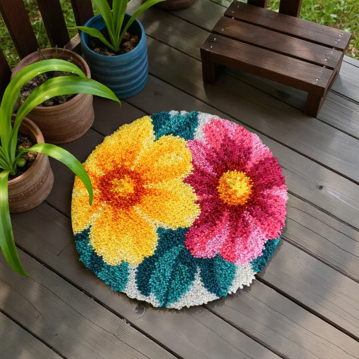 Rubbyoo Knüpfteppich-Set – Leuchtende Blumen | Bunte Fußmatte | Ästhetische Raumdekoration - image 4