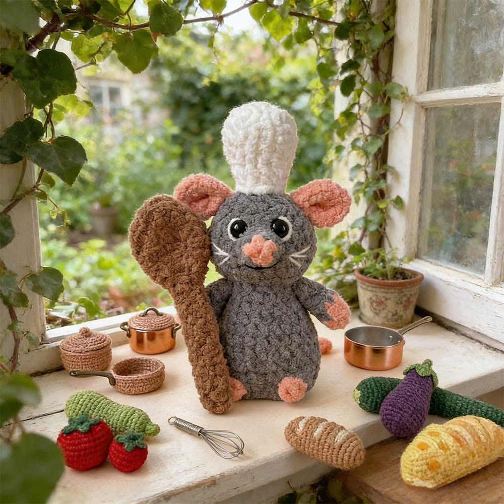 DIY-Häkelset für eine handgemachte Kochmaus – Plüschmaus | Geschenk für Freunde - image 4