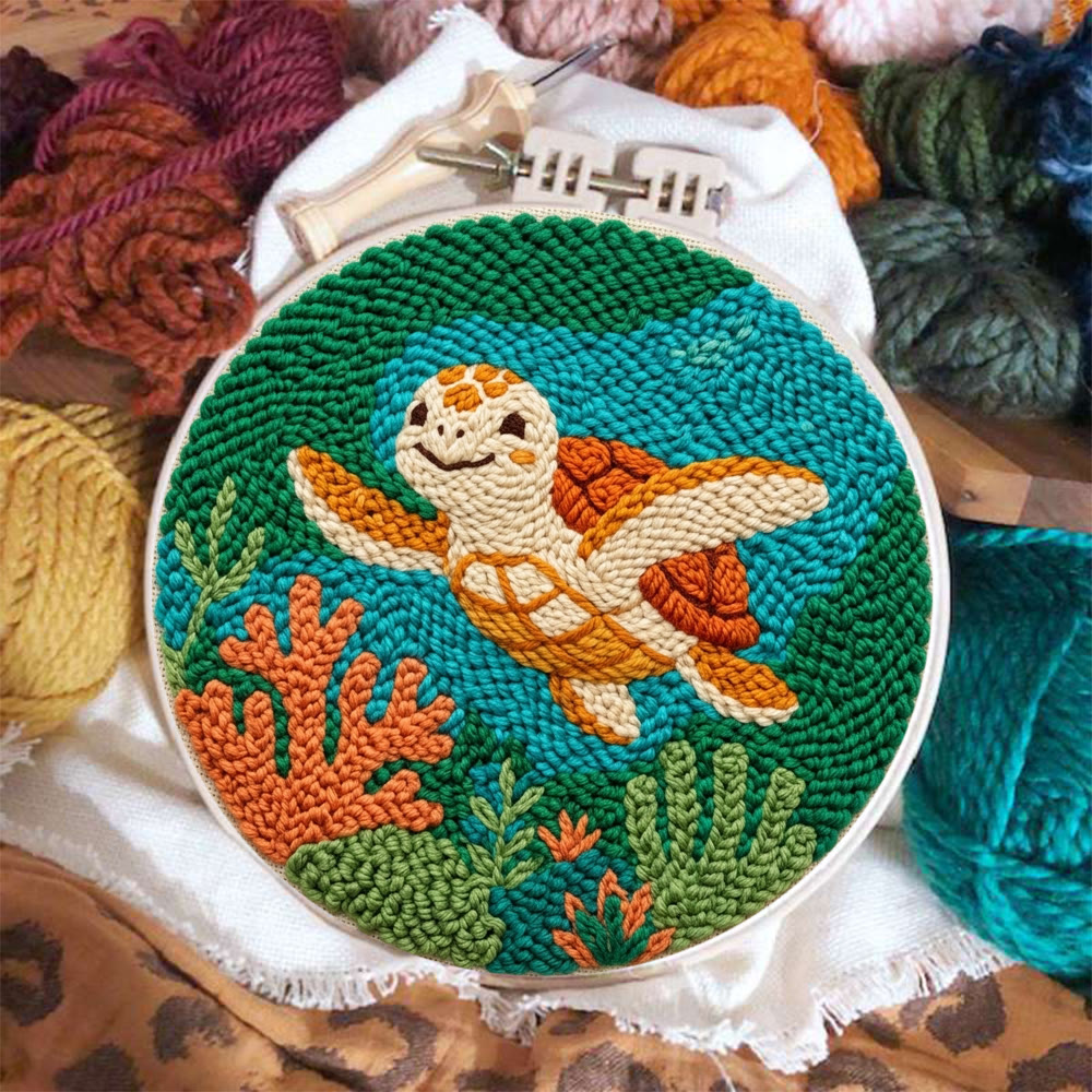 Wunderschönes Punch-Needle-Set mit Meeresschildkröten – Einfaches Bastelprojekt für Anfänger | Perfektes Geschenk für Naturliebhaber - image 3