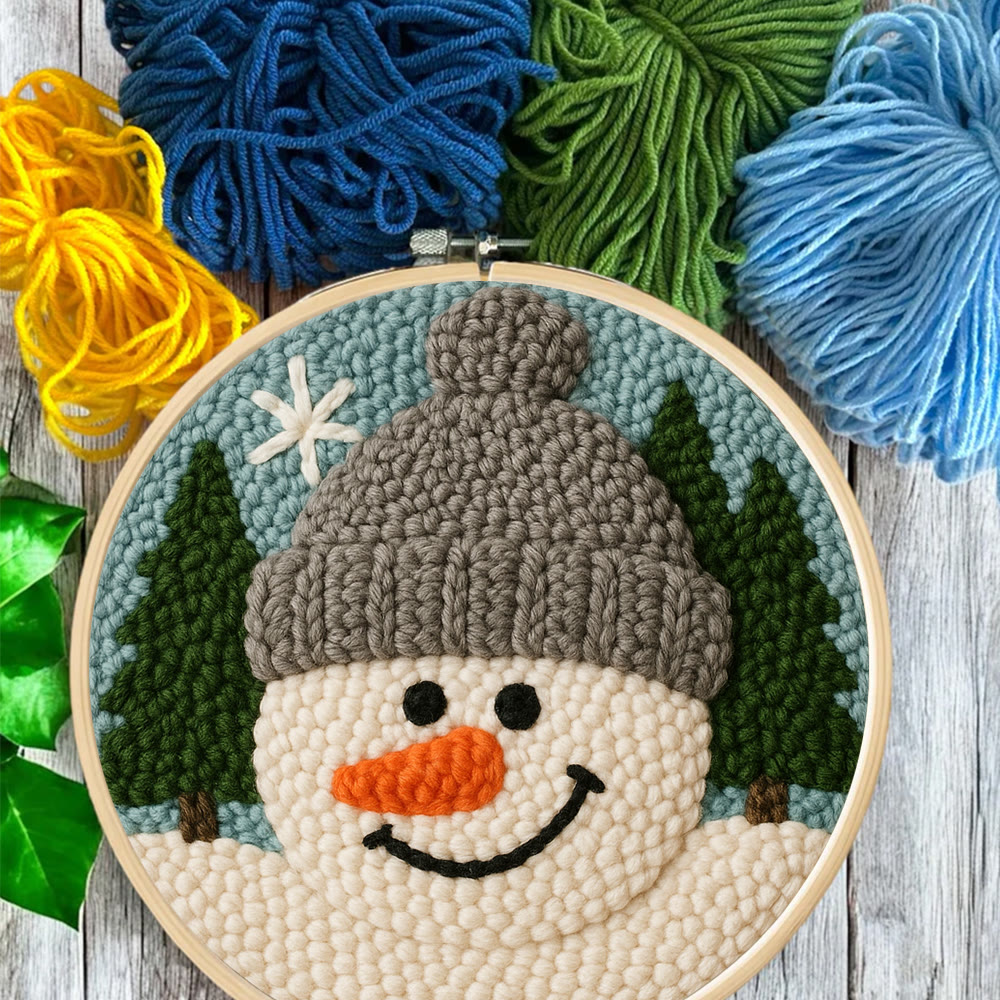 Niedliches Schneemann-Punch-Needle-Set – Anfängerfreundliche Bastelidee | Gemütliche, handgemachte Wanddeko im Winter-Stil - image 12