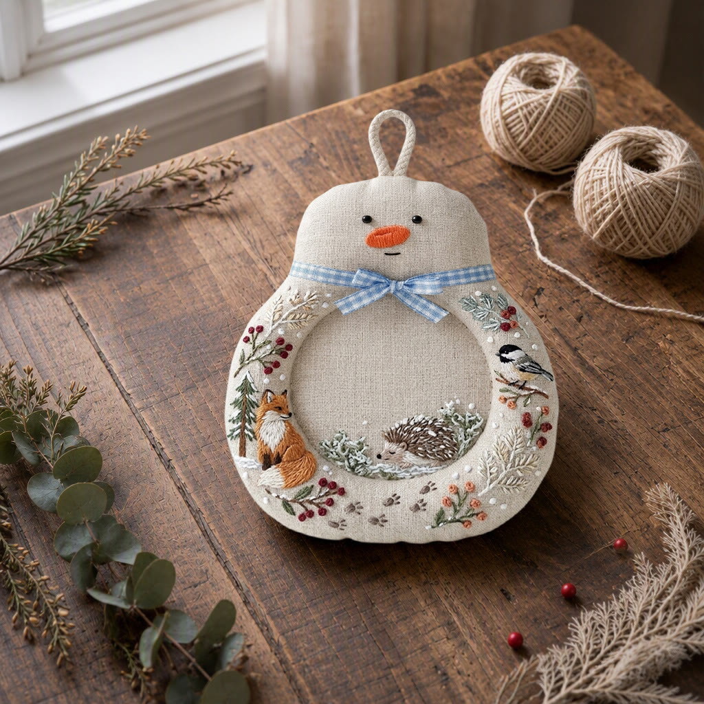 Rubbyoo Schneemann-Untersetzer-Stickset – Waldtier-Party | Handgemachter Becheruntersetzer für Kinder | Gemütliches Weihnachtsgeschenk - image 8