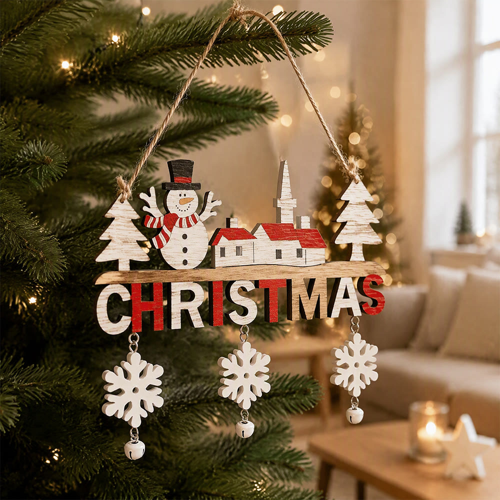Rubbyoo Türhänger aus Holz – Rustikaler Weihnachtsschmuck für die Wand | Gemütliche Weihnachtsdeko für Zuhause - Schneemann - image 4
