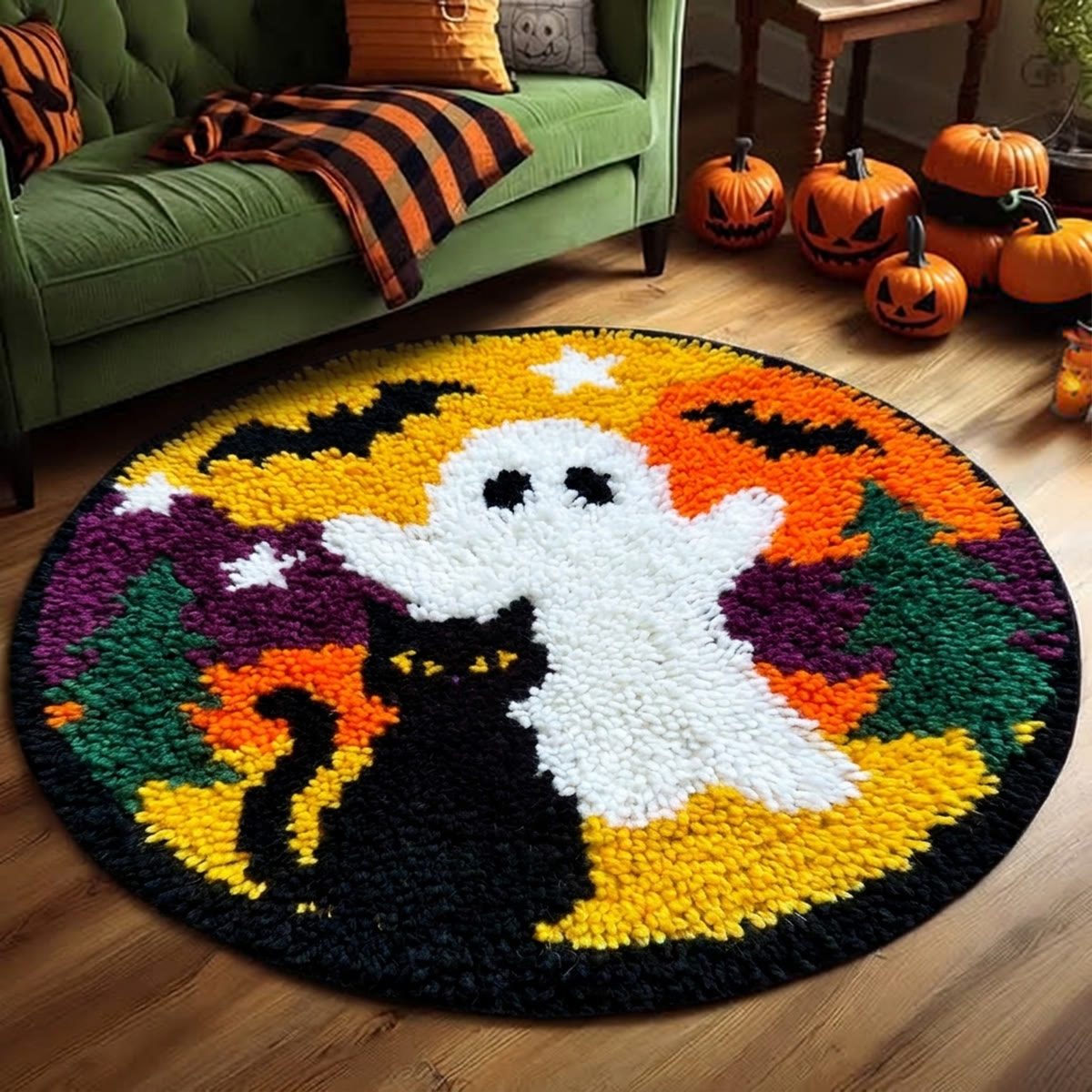 Rubbyoo Knüpfteppich-Set – Halloween-Geisterparty | Niedliche Gothic-Fußmatte für Freunde | DIY-Deko für Zuhause - image 9