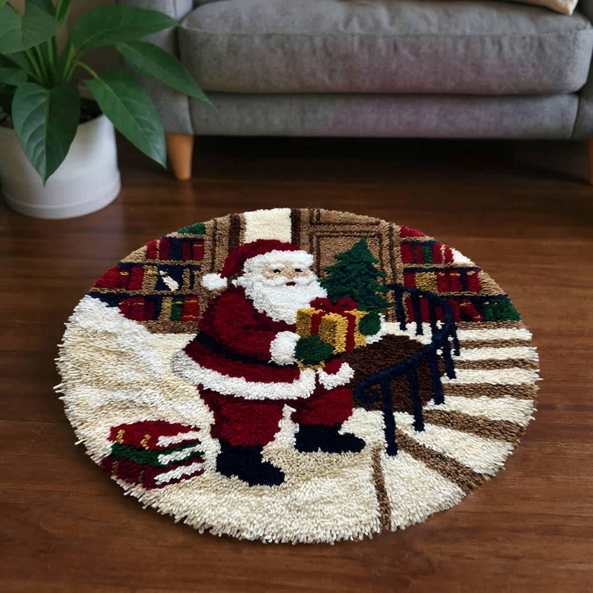 Rubbyoo Knüpfteppich-Set – Weihnachtsmann und Geschenk | Weihnachtliche Heimdekoration | Besonderes handgefertigtes Geschenk - image 6