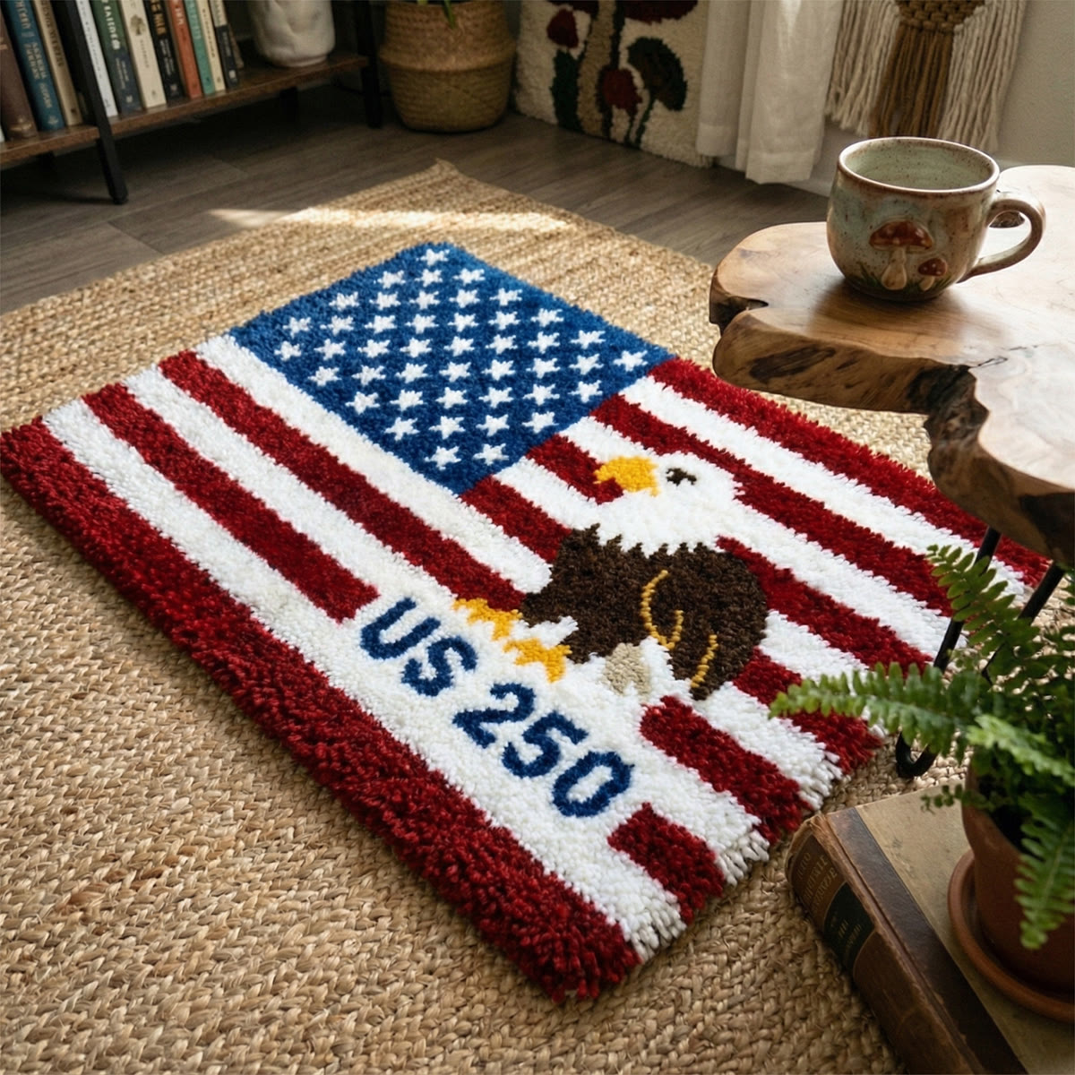 Rubbyoo Knüpfteppich-Set – Amerikanischer Adler | Festliche Heimdekoration | DIY-Handarbeit - image 7