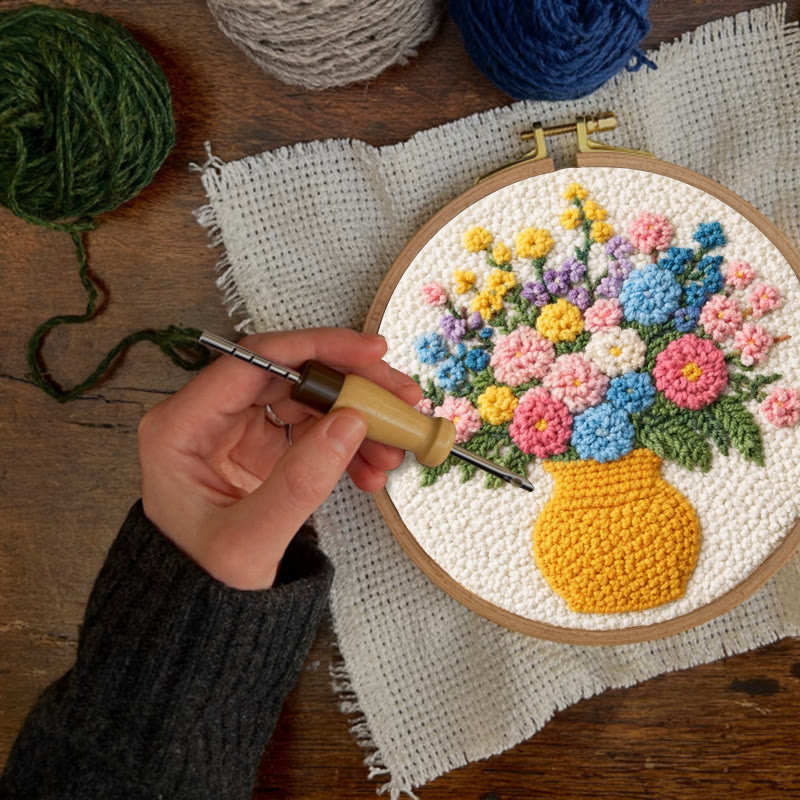 Lebendiges Blumenbouquet-Punch-Needle-Set – Exquisite Handarbeit | Perfektes Geschenk für Pflanzenliebhaber - image 8