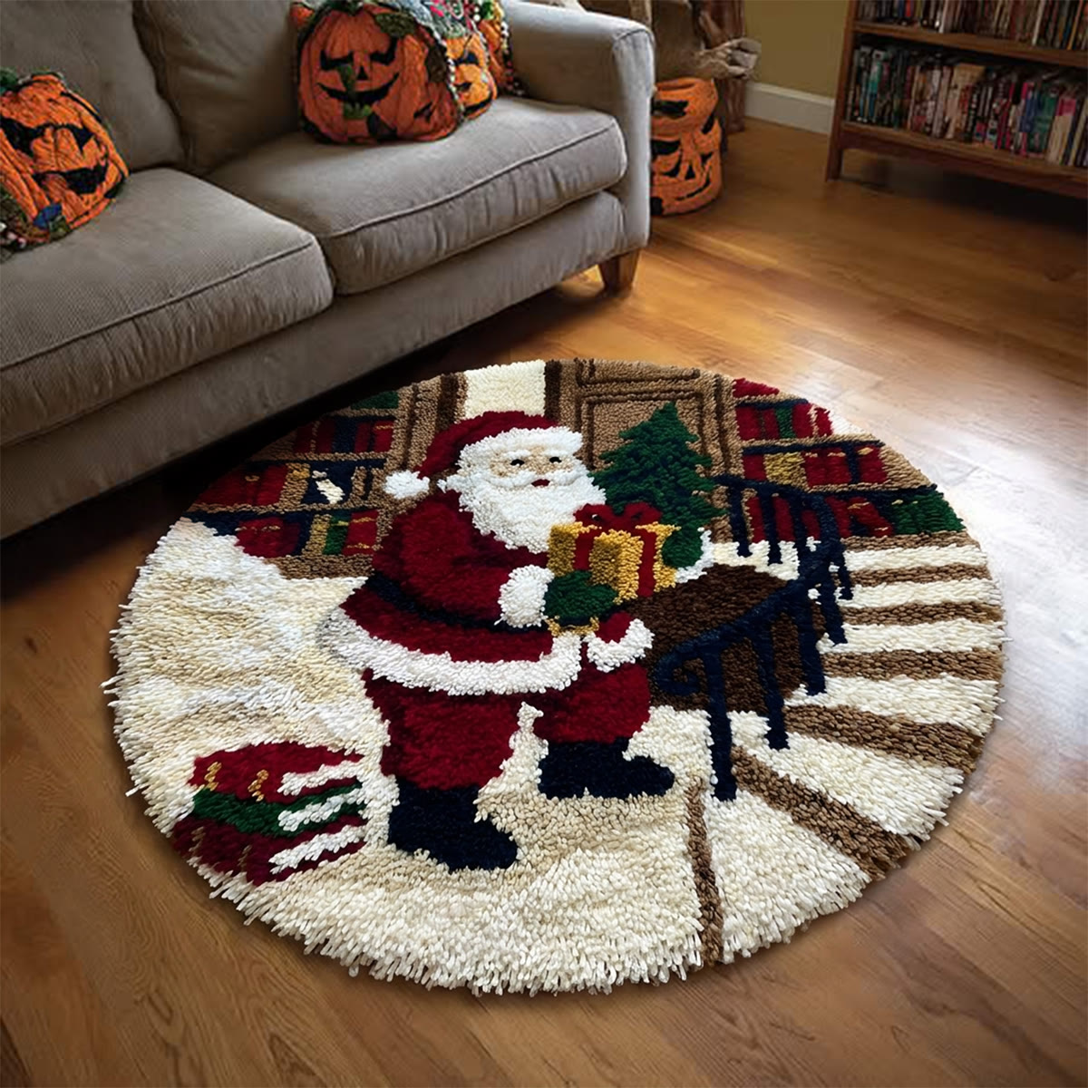 Rubbyoo Knüpfteppich-Set – Weihnachtsmann und Geschenk | Weihnachtliche Heimdekoration | Besonderes handgefertigtes Geschenk - image 7