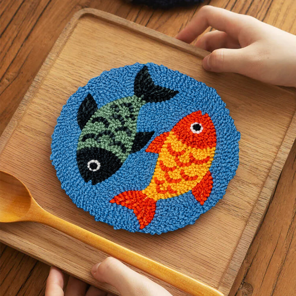 Doppeltes Goldfisch-Punch-Needle-Set – Ozean-inspiriertes Fischmotiv | Handgemachtes Geschenk für Bastelliebhaber - image 11