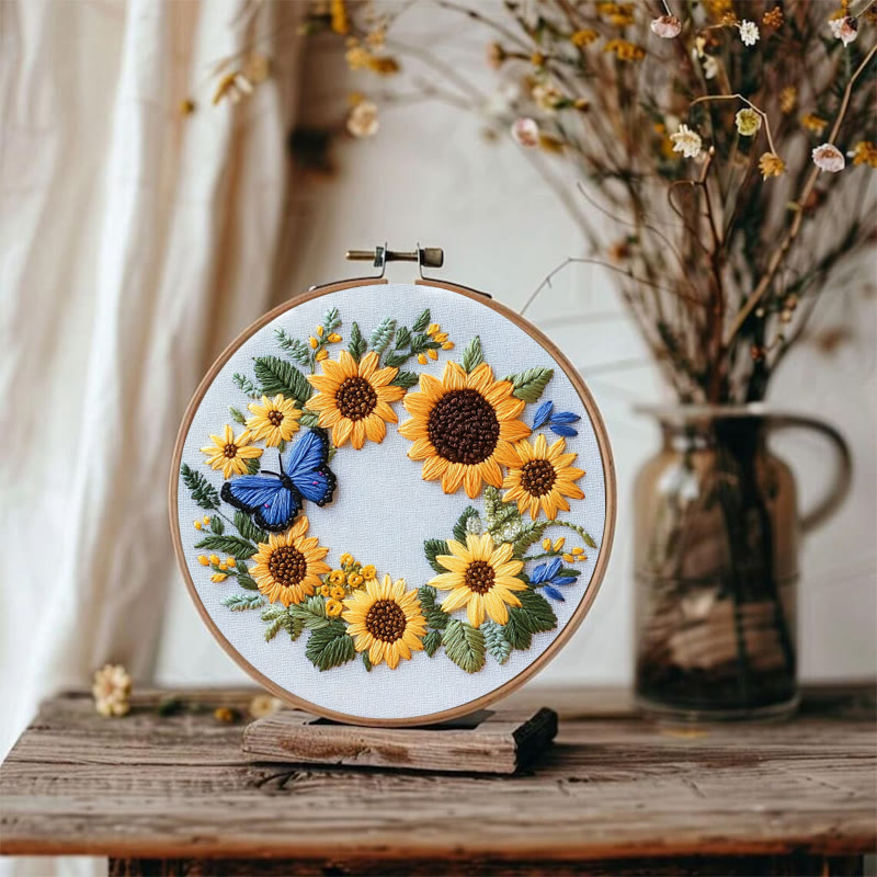 Rubbyoo Stickset – Sonnenblumenkranz und Schmetterling | Handarbeitsgeschenke - image 6